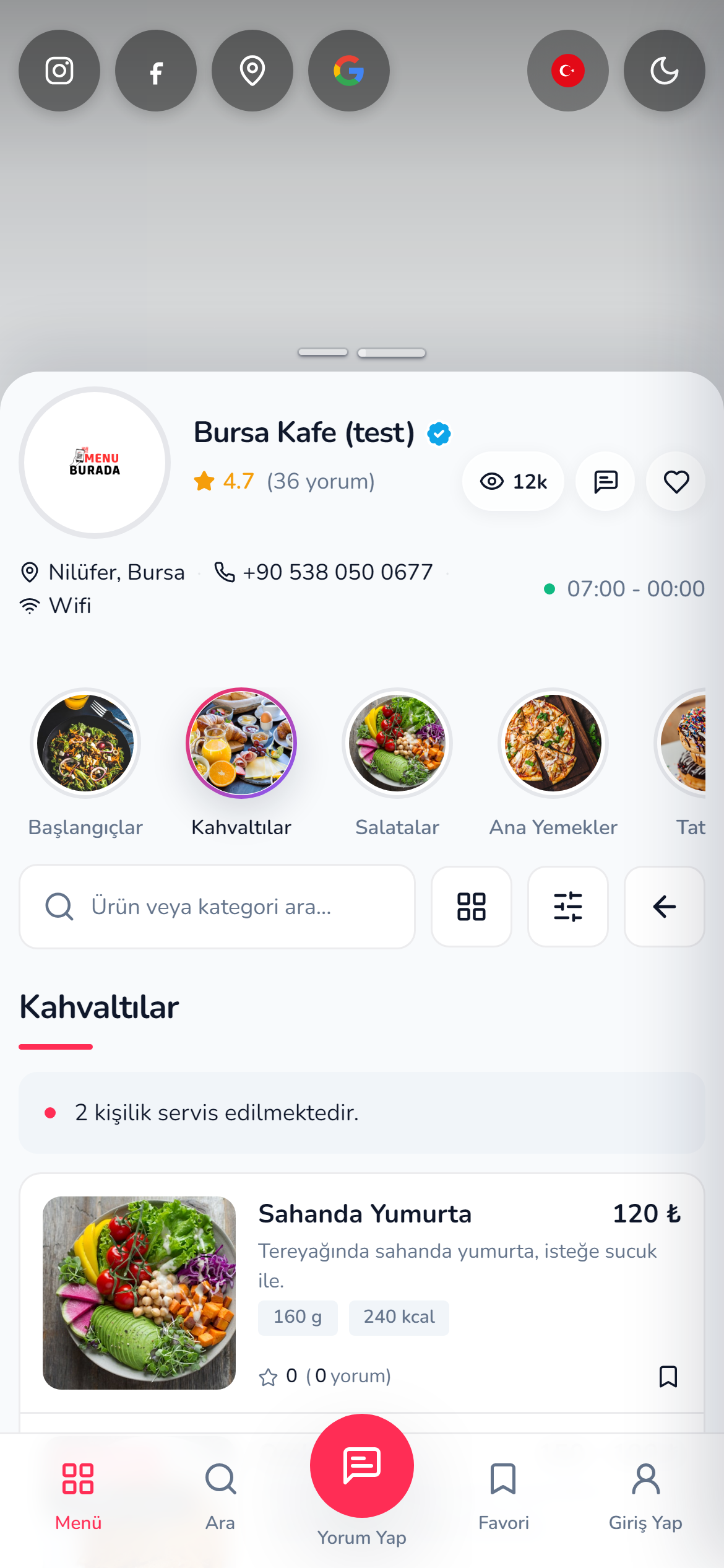 Ürün detay ekranı